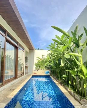 Private pool in villa Stock Photos
