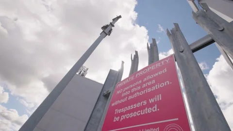 Private Property No Persons Allowed Sign Scary Shaky Shoot Looking Up Stock Footage 237695800