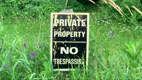 Private Property No Trespassing Warning Sign, Forbidden Access Privacy Message Stock Footage 143801900