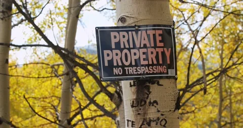 Private Property sign with fall leaves Stock Footage 142770008