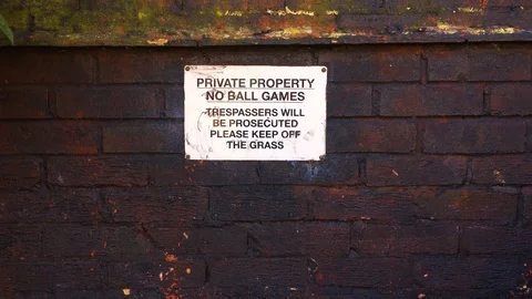 Private property sign with multiple warning messages Stock Footage 86248234