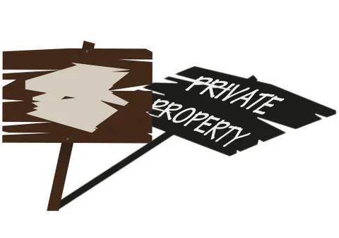 Private Property Sign Shadow Stock Illustration