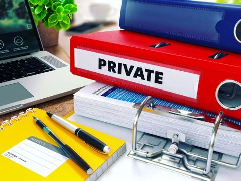 Private on Red Ring Binder. Blurred, Toned Image Stock Illustration