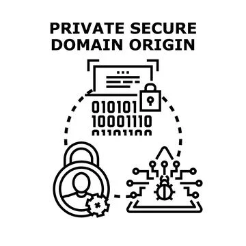 Private secure domain origin concept protecting information Illustrazione stock