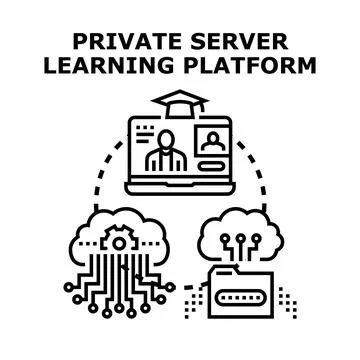 Private server learning platform and online education system Stock Illustration
