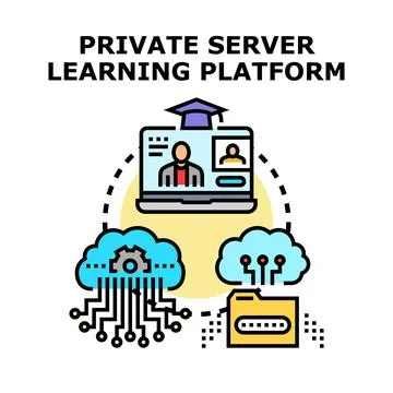 Private server learning platform and online education system Stock Illustration