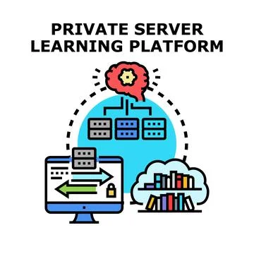 Private server learning platform concept drawing Stock Illustration