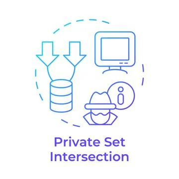 Private set intersection blue gradient concept icon Illustrazione stock