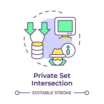 Private set intersection multi color concept icon Stock Illustration