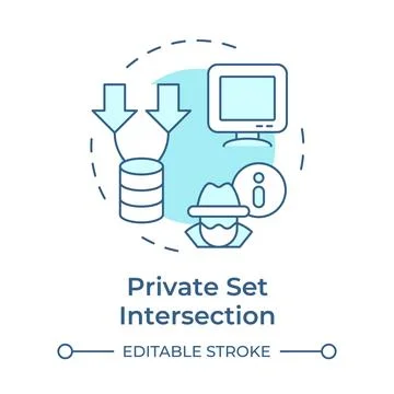 Private set intersection soft blue concept icon Illustrazione stock