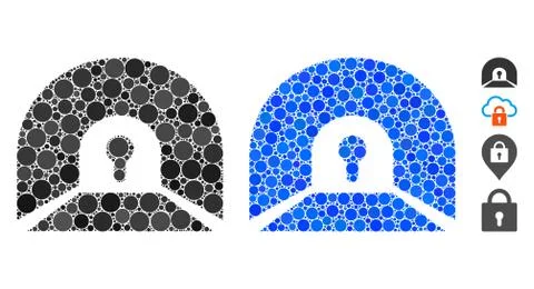 Private Tunnel Composition Icon of Spheric Items Stock Illustration