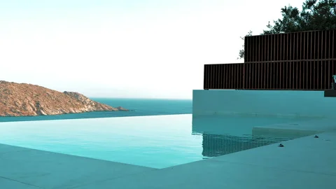 Private VIP Pool with an amazing view in the Greek Islands Stock Footage 150724227