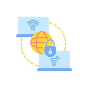 Private WAN vector flat color icon Stock Illustration