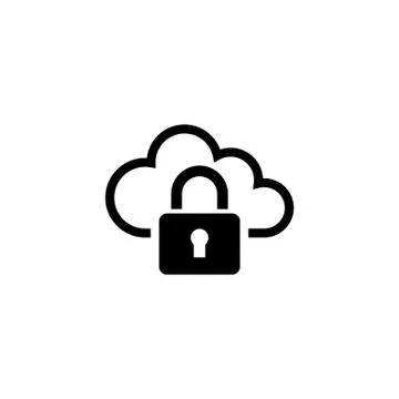 Private Web Cloud, Secure Access and Data Protection Flat Vector Icon Stock Illustration