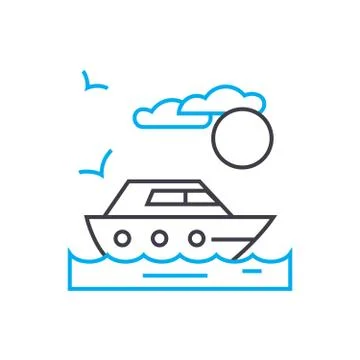 Private yacht vector thin line stroke icon. Private yacht outline illustration Stock Illustration