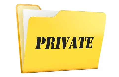 Private yellow folder with confidential documents, secure file concept. 3d .. Illustrazione stock