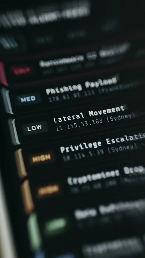 Privilege Escalation Threat Feed - Handheld Screen Detail Stock Footage 336946787