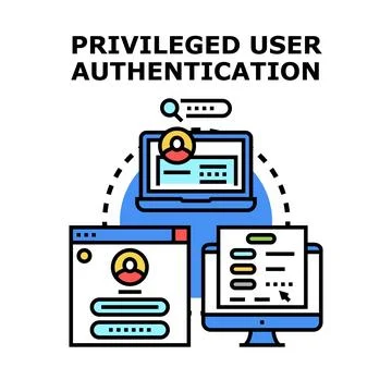 Privileged user authentication securing digital access accounts Illustrazione stock