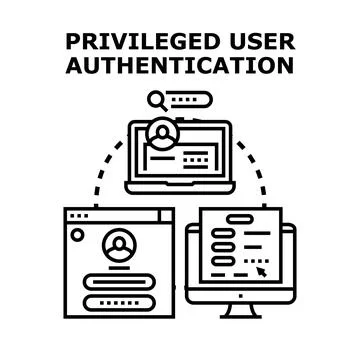 Privileged user authentication securing digital access accounts Stock Illustration