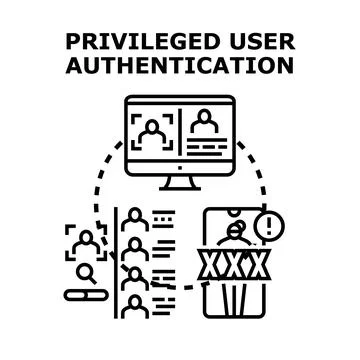 Privileged user authentication technology managing access and security Stock Illustration