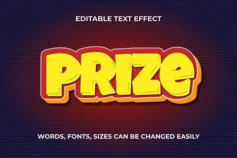 Prize 3d editable text effect Illustrazione stock