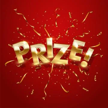 Prize, award win vector 3D word concept banner Stock Illustration