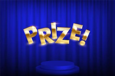 Prize, award win vector 3D word concept banner Ilustración de archivo