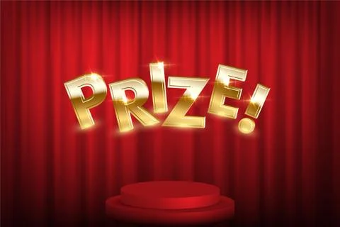 Prize, award win vector 3D word concept banner Stock Illustration