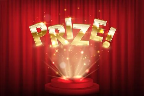 Prize, award win vector 3D word concept banner Ilustración de archivo