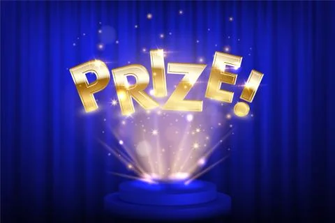 Prize, award win vector 3D word concept banner Ilustración de archivo