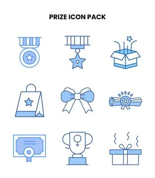 Prize Blue UI Icons Pack 库存插图