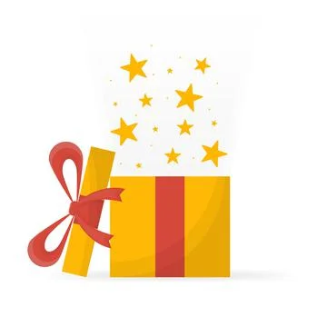 Prize box opening and exploding with fireworks and stars. 스톡 일러스트