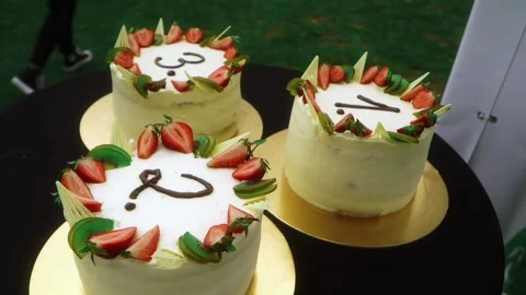 The prize cake. a cake for the winner of a sporting event Stock Footage 279880975
