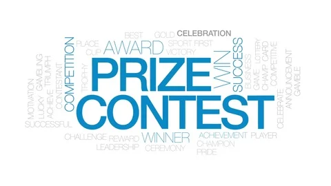 Prize contest animated word cloud, text design animation. Kinetic typography. Stock Footage