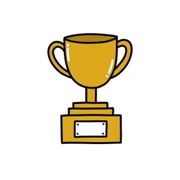 Prize cup doodle icon, vector color illustration Stock Illustration