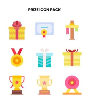 Prize Flat Bundle Icons Pack Stock Illustration