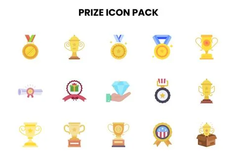 Prize Flat Bundle Icons Pack Stock Illustration