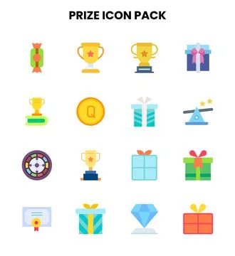Prize Flat Design Icons Pack Stock Illustration