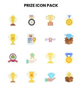 Prize Flat Graphics Icons Pack Stock Illustration