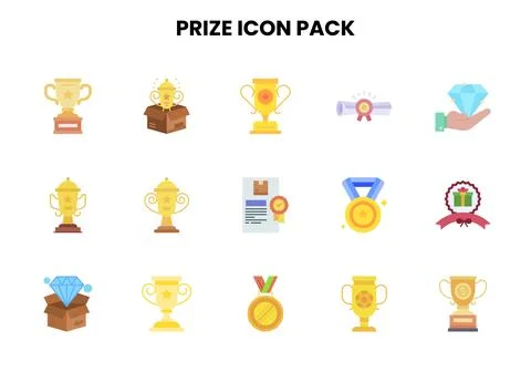 Prize Flat Graphics Icons Pack Stock Illustration