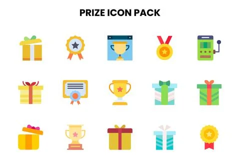 Prize Flat Scalable Icons Pack 스톡 일러스트