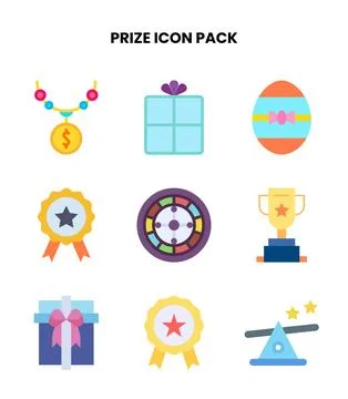 Prize Flat Scalable Icons Pack Stock Illustration