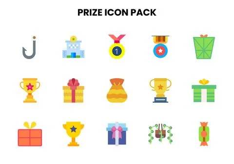 Prize Flat Scalable Icons Pack Illustrazione stock