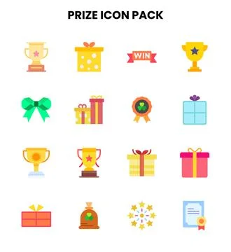 Prize Flat Set Icons Pack Stock Illustration