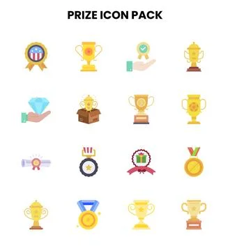 Prize Flat Set Icons Pack Stock Illustration