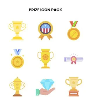 Prize Flat Vector Icons Pack Stock Illustration