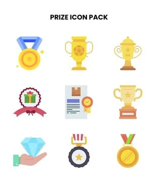 Prize Flat Vector Icons Pack 库存插图