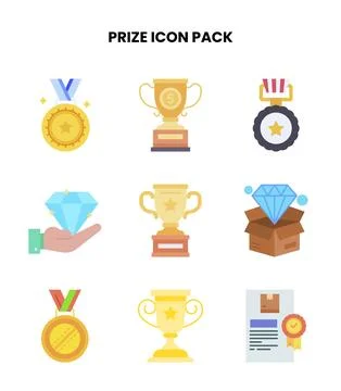Prize Flat Vector Icons Pack Stock Illustration