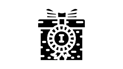 Prize gift box glyph icon animation Stock Footage 326746482