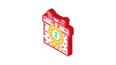Prize gift box isometric icon animation Stock Footage 327294525